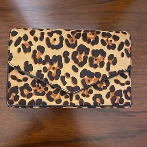 Women's Leopard Print Envelope Evening Clutch with Chain